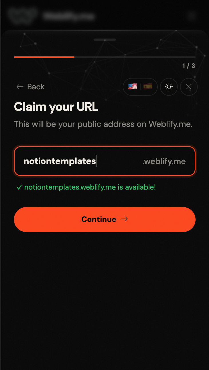 Weblify.me onboarding: claiming a custom subdomain in seconds